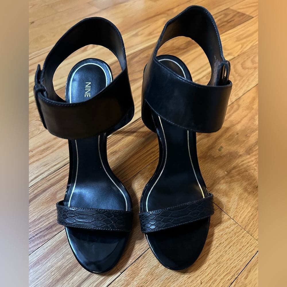 Nine West Black Strappy Heels
